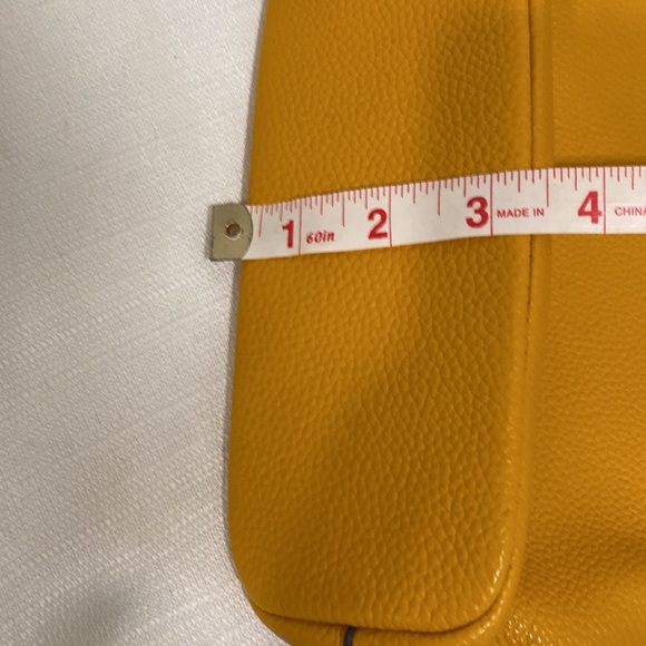 Vince Camuto Pebbled Leather Mandi Drawstring Bucket Shoulder Bag in Mustard - Picture 9 of 11